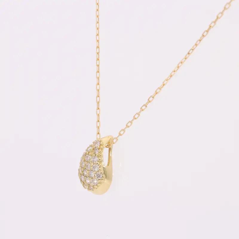 K18 イエローゴールド ティアドロップ ダイヤモンド 0.2ｃｔ ネックレス EJ-117