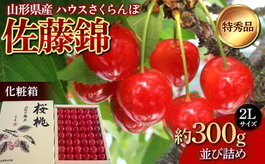
                  山形県産 ハウスさくらんぼ 特秀品 2Lサイズ 約300g並び詰め 化粧箱 《先行受付2026年度4月中旬から発送開始》 FSY-1213
                