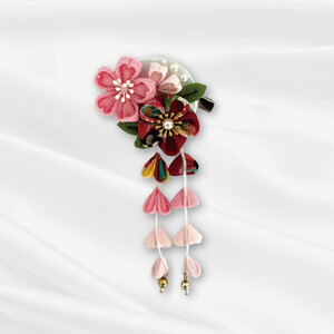 髪飾り つまみ細工 1個 花 Hana はな 赤 白 紫 母 ヘア アクセサリー 手作り 成人式 卒業式 結婚式 七五三 振袖 袴 着物 和装 日本 ハンドメイド ウエディング ブライダル ダンス バ