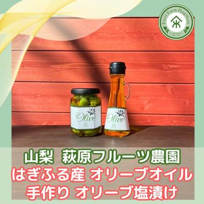 ふるさと納税 山梨市 山梨 はぎふる　≪自社農園産≫手摘みオリーブオイル と ≪自家製≫オリーブ塩漬けのセット
