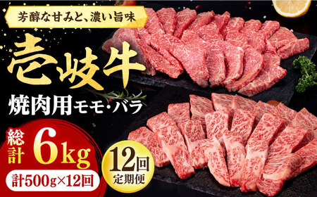 【全12回定期便】 壱岐牛 焼肉用 モモ・バラ（カルビ） 500g《壱岐市》【株式会社イチヤマ】[JFE082] 冷凍配送 黒毛和牛 A5ランク 定期便 肉 牛肉 焼肉 焼き肉 モモ バラ カルビ BBQ 赤身 252000 252000円