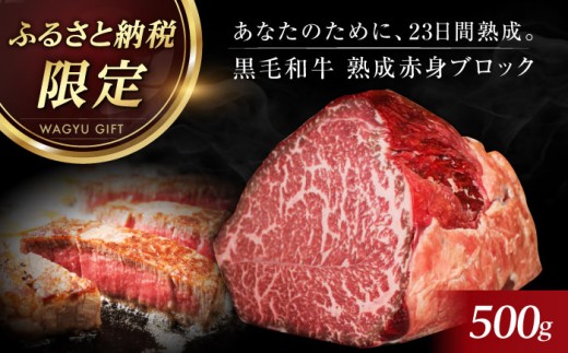 【ふるさと納税限定】「あなただけのドライエイジング熟成黒毛和牛ブロック（極上赤身）500g 肉 お肉 国産 和牛 赤身 肉 ブロック 牛 A5 牛 赤身 ローストビーフ ステーキ 焼肉 肉 お肉 国産 和牛 赤身 肉 ブロック 牛 赤身 ローストビーフ ステーキ 焼肉 大阪府高槻市/株式会社ＭＡＲＢＬＡＮＣ[AOAS001]