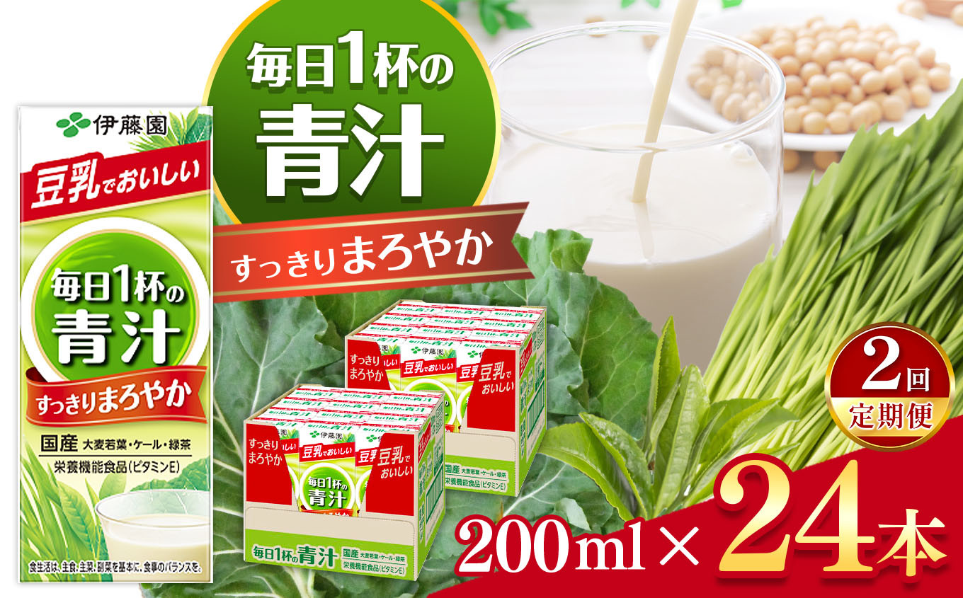 
【定期便2回】紙毎日１杯の青汁すっきりまろやか豆乳ミックス200ml　24本入り 伊藤園 | 青汁 豆乳 ジュース ドリンク 飲料 健康 食品 長期常温可能 1ケース 長野県 松本市 ふるさと納税
