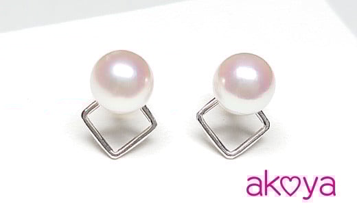 真珠 ピアス 6ミリ K18YG K14WG パール あこや真珠 アコヤ 三重県 伊勢志摩 志摩市 あこや貝 アクセサリー ジュエリー プレゼント 誕生日 クリスマス フォーマル カジュアル 結婚式 おすすめ / akoya ちいさなスクエアピアス(K14WG)*