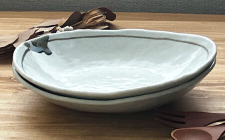 【瀬戸焼】 志野 オーバルボウル ペアセット 【株式会社まるたか水野コーポレーション】 / 食器 楕円 カレー皿 / 瀬戸市[BBBF025]