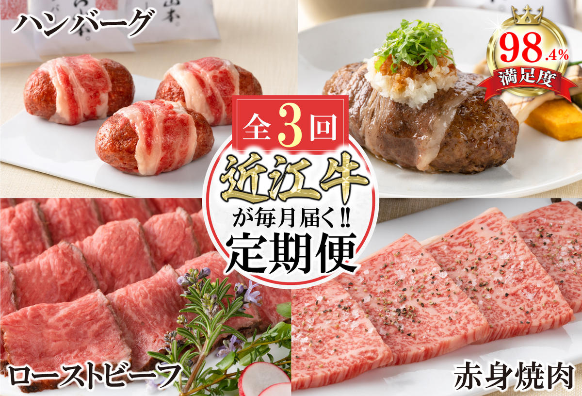 【定期便3回】カネ吉山本近江牛ごちそう定期便A【Y170W】