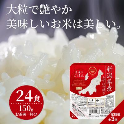 ふるさと納税 阿賀野市 【3ヶ月定期便】 パックご飯 新潟県阿賀野市産みずほの輝き 150g×24食×3回