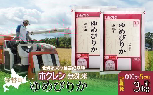 【令和7年産米】【5ヶ月定期配送】（無洗米600g）ホクレンゆめぴりか 【 ふるさと納税 人気 おすすめ ランキング 北海道産 米 こめ 無洗米 白米 コメ ご飯 ごはん ゆめぴりか 600g 定期便 北海道 壮瞥町 送料無料 】 SBTD154