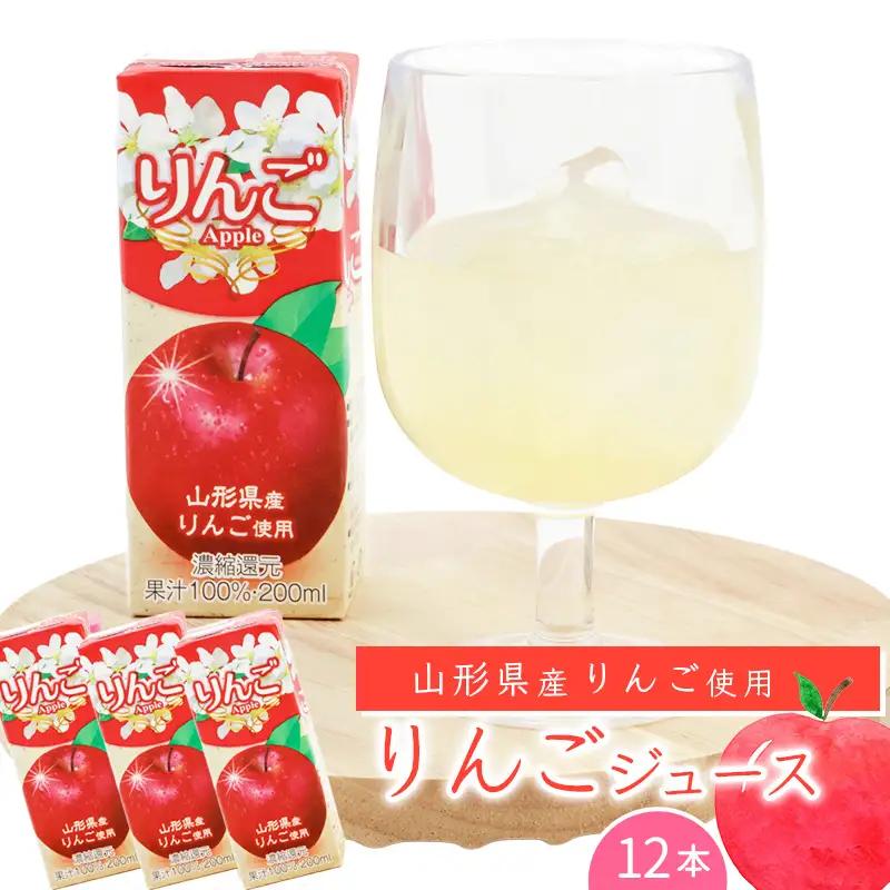 りんごジュース 200ml×12本セット 《簡易包装》 果汁100％ 紙パック 山形 りんご ジュース　008-G-MB010