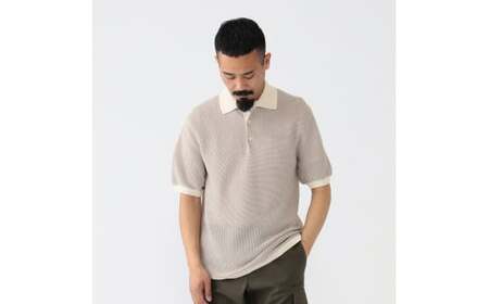 BEAMS PLUS ニットポロ "WASHI" 2トーン オフホワイト ( Mサイズ ) | ニット ポロシャツ メンズ シンプル 無地 プレゼント ギフト 父の日 新潟県 五泉市 株式会社ナック