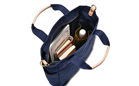 ボックス型2WAYトート　ネイビー　【12203-0388-3】