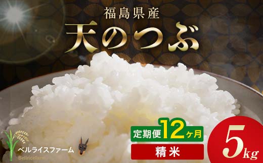 〈先行予約〉令和8年産【お米の定期便】12ヶ月配送 農家直送 ベルライスファーム 天のつぶ 精米 5kg F6U-466