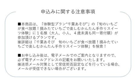 2月21日（土）旬のいちごが食べ放題！摘みたていちごで楽しむかんたん手作りスイーツ体験 1名様分 いちご狩り いちご スイーツ 体験 千葉あそび 千葉市