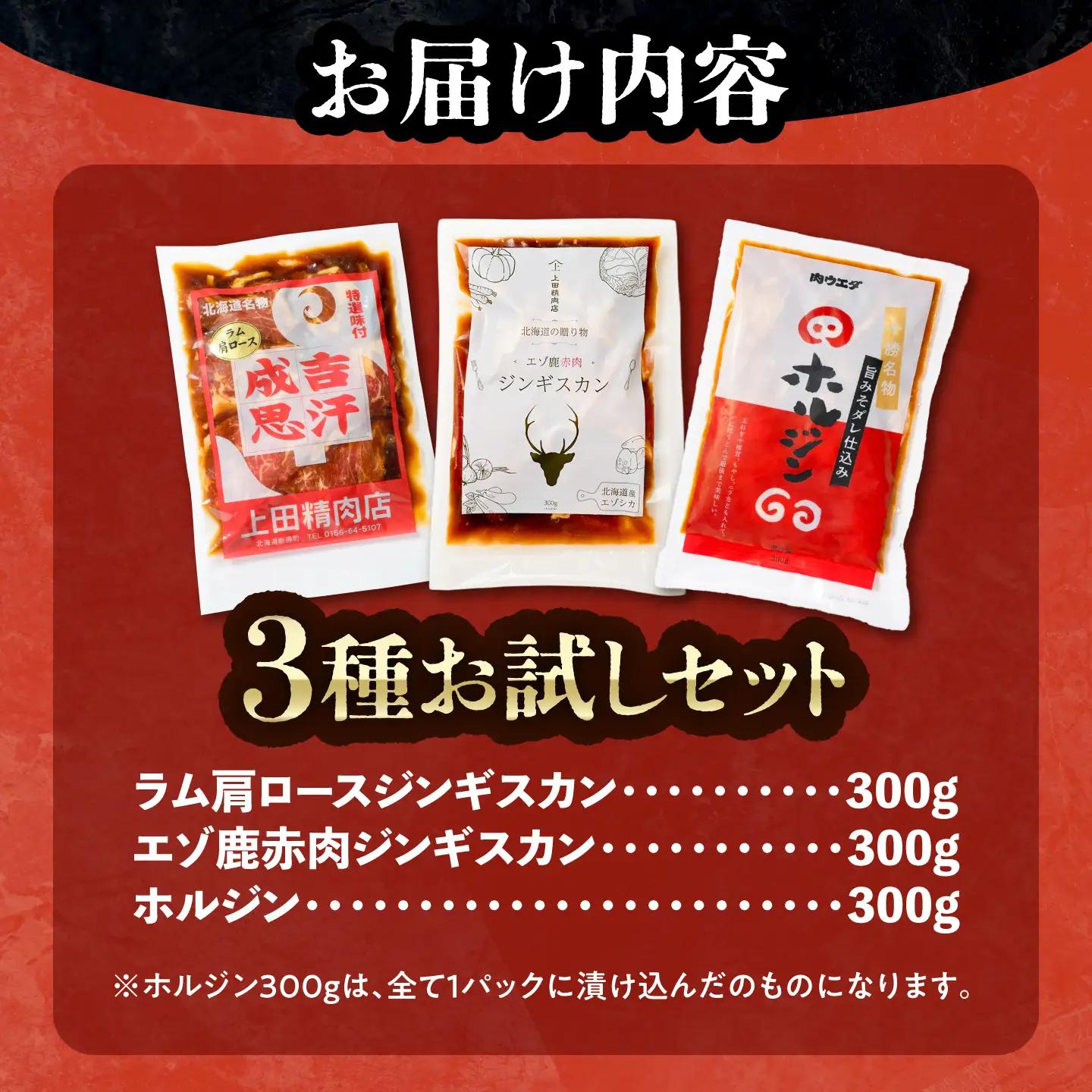 【スピード配送】人気ジンギスカン 3種お試しセット 各1個 ジンギスカン[BNAM041]