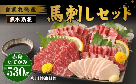 自家牧場産 馬刺し セット 赤身・たてがみ 計530g 専用醤油付き