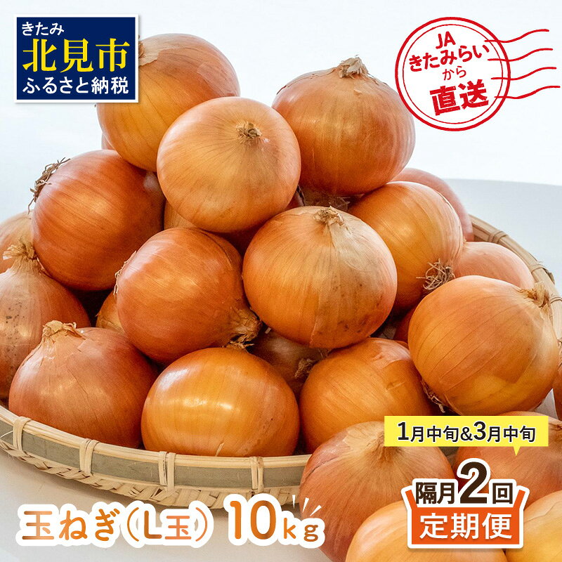 【ふるさと納税】【隔月2回(1月・3月)定期便】JAきたみらいから直送する新鮮玉ねぎ 10kg L玉 ( 野菜 定期便 玉葱 たまねぎ 期間限定 )