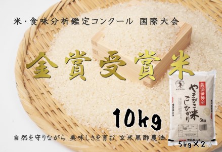 【令和7年産】コシヒカリ「やまびこ米」10kg(5kg×2袋) 玄米黒酢農法 金賞受賞 特別栽培米 白米 精米 農家直送 1P03028