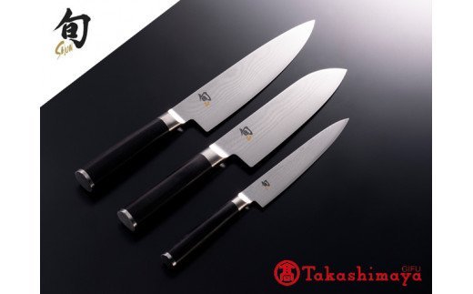 【59E0520】＜貝印＞旬Shun Classic 3本セットE（三徳175mm＆シェフズナイフ200mm＆ユーティリティ150mm）