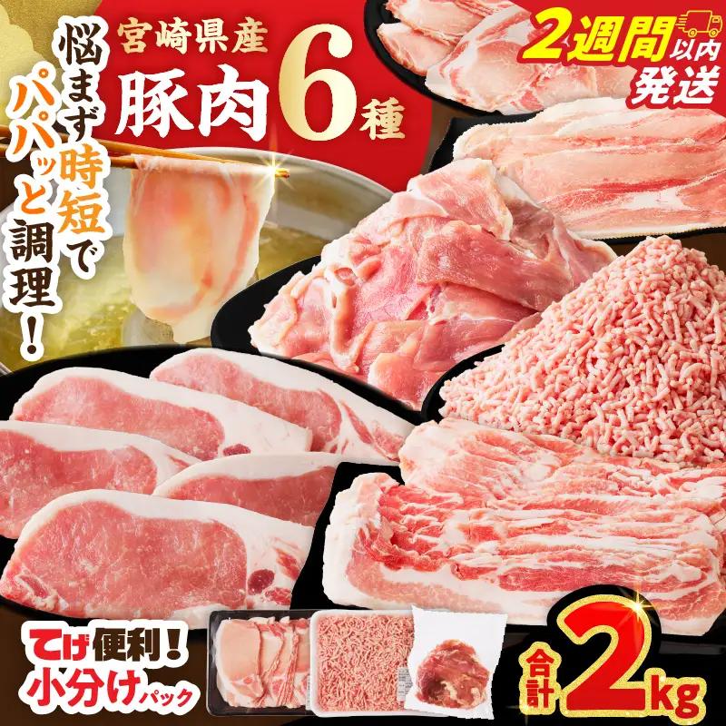 【2週間以内発送】≪宮崎県産≫豚肉6種＼てげスゲーセット／合計2kg 肉 豚 豚肉 おかず 国産_T009-0307-2W