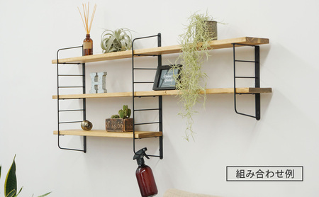 L型シェルフフレーム　ワンバイフォー棚板セット 黒×無塗装