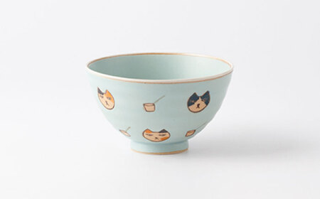 肥前吉田焼 猫も杓子もお茶碗4色セット NAZ315 