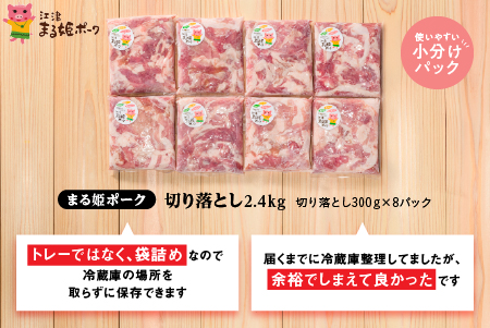 まる姫ポーク 切り落とし 2.4kg （300ｇ×8パック） 豚肉 切り落とし AK-19