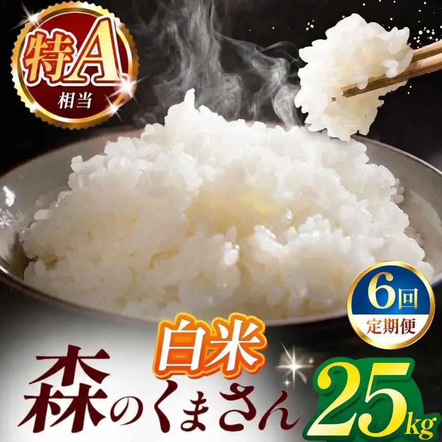 【定期便6回】令和7年産 熊本県産 森のくまさん 白米 25kg 米 こめ