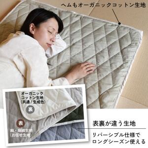 麻と綿の敷パッド(色柄任せ・リバーシブル)ダブル【エシカル製品/生地の有効活用で廃棄を減らす】【1677761】