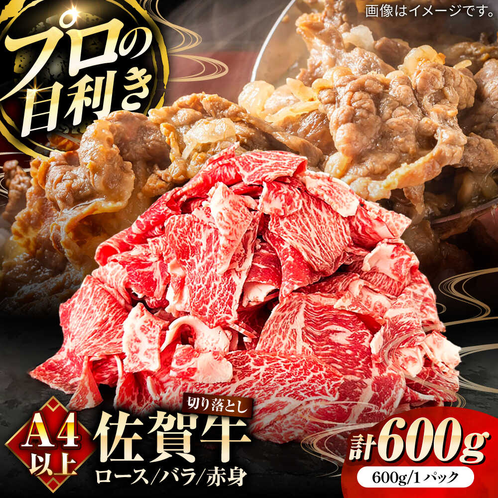 【ふるさと納税】佐賀牛切り落とし600g（ロース・バラ・赤身）/ ブランド牛 黒毛和牛 牛肉 / 佐賀県 / 田中畜産牛肉店 [41ARAA009]