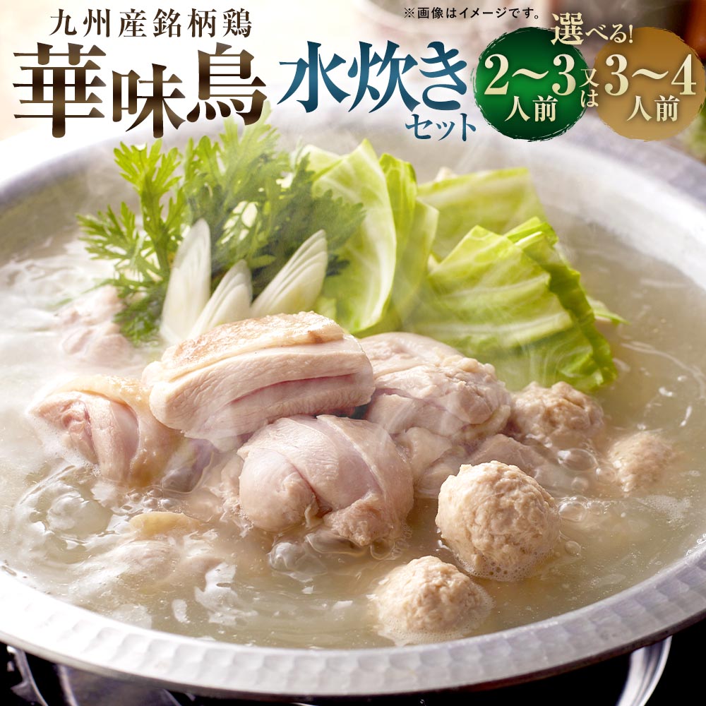 【ふるさと納税】＜選べる内容量＞ 華味鳥 水炊きセット Nセット（2～3人前） / 3～4人前 濃縮スープ 切り身 華つくね ちゃんぽん麺 生スープ ぶつ切り 水炊き 鶏肉 お肉 お鍋 鍋料理 惣菜 チャンポン麵 麵類 冷凍 福岡県 太宰府市 送料無料