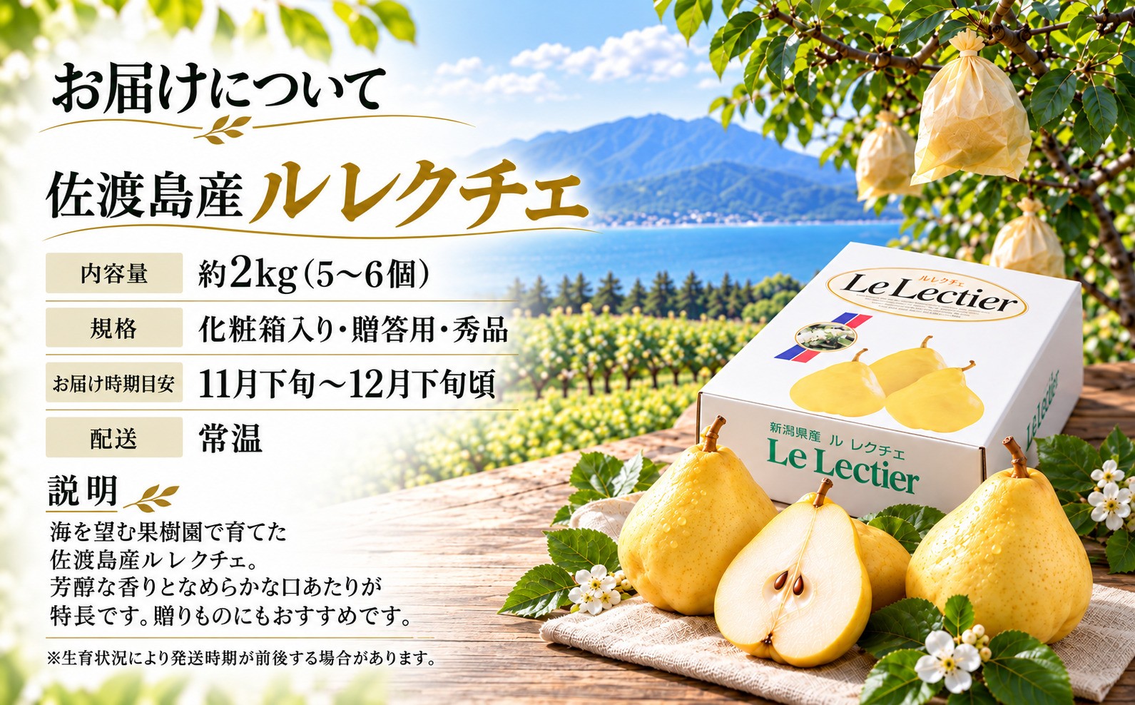 芳醇な香り、とろける食感。佐渡島産ル・レクチェ秀品
