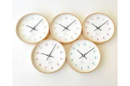 KATOMOKU Plywood clock km-121　木製掛け時計（オレンジ）