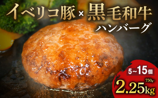 イベリコ豚 黒毛和牛 合いびきハンバーグ 150g×15個 計2.25kg 国産 牛肉 冷凍 手作り 手ごね 和牛 簡単調理 おかず 惣菜 晩ごはん 贅沢 ギフト 贈答 大阪府 松原市