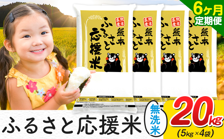 【6ヶ月定期便】米 無洗米 家庭用 熊本 ふるさと応援 定期便 米 20kg《申込み翌月から発送》 熊本県産 白米 精米 山江村 ブレンド米 国産 おうちご飯 予約 返礼品 発送 配送 SDGs わけあり むせんまい お米 おこめ