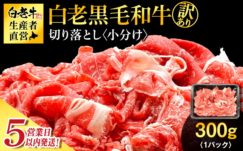 
                  【5営業以内発送】【訳あり】白老産　黒毛和牛　切り落とし　300g×1パック
                