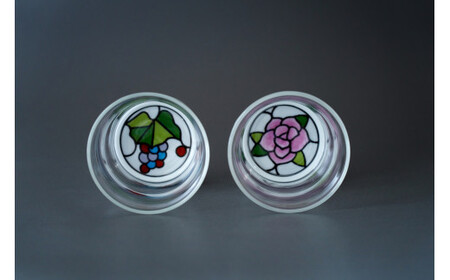 A14-57 有田焼 ペアロックグラス（ビートロ葡萄&ビートロ薔薇） 東洋セラミックス