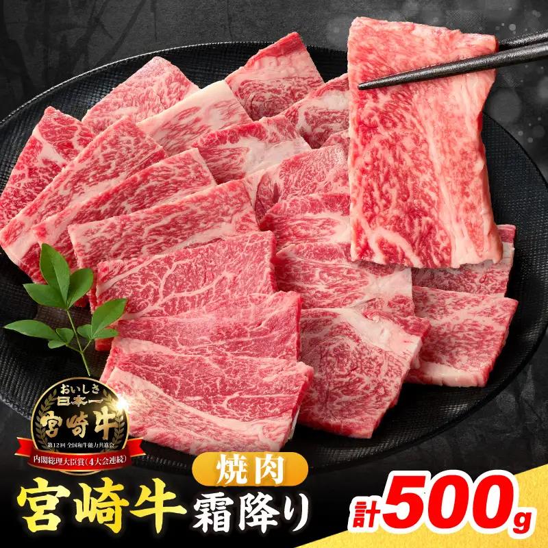 【令和8年9月配送】数量限定 宮崎牛 霜降り 焼肉 計500g_C160-25-09