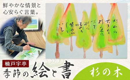絵 書 書道 アート 季節の絵と書 杉の木 楠戸宇亭《90日以内に出荷予定(土日祝除く)》岡山県 笠岡市 送料無料 美術 作品 日本画 絵 インテリア