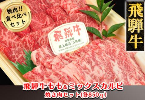 【冷凍】飛騨牛もも・ミックスカルビ焼肉セット 各850g【11-40】