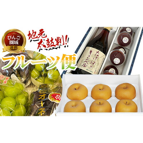 【ふるさと納税】【びんご圏域連携】地元太鼓判フルーツ便(世羅なし 沼隈ぶどう 竹原キャンベル) 　3回 定期便 一般社団 世羅町観光協会 フルーツ 果物 ぶどう 《8月中旬-10月下旬頃出荷》