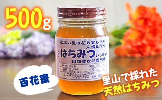 国産 君津産 天然 はちみつ（百花蜜）500g| なごみの里 人気の直売所 はちみつ 蜂蜜 ハチミツ 百花蜜 天然蜂蜜 国産蜂蜜 新鮮 オススメ 千葉県 君津市 きみつ