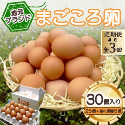 
                  【毎月定期便】「地元ブランド」まごころ卵30個入り(卵25個と割れ保障5個)　鶏卵(生食用)全3回_卵 たまご 鶏卵 まごころ卵 地元ブランド 生食用 定期便 人気 美味しい【4070038】
                