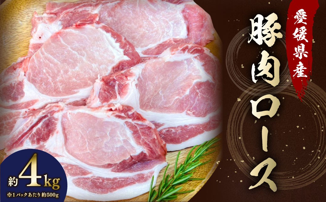 
            【愛媛県産】 豚肉 ロース 2枚ずつ小分け 約4kg 簡易包装 厚切り 肉 お肉 冷凍 （786）
          