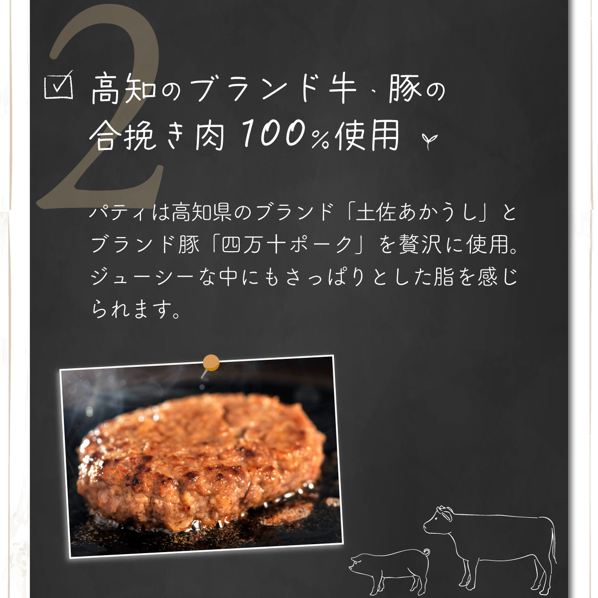 土佐和牛＆四万十ポーク合い挽きハンバーガーセット【３人前】