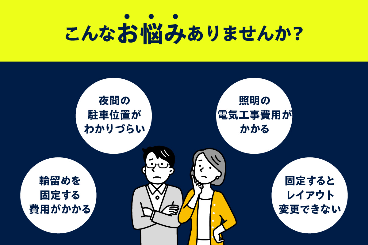 ソーラー充電式LED照明付き パーキングブロック LED左側　Bタイプ