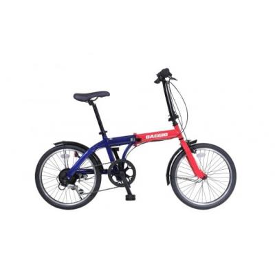 ふるさと納税 春日井市 BAGGIO　防災対応20型6スピードノンパンク折りたたみ自転車　色:レッド/ブルー　サイクリング