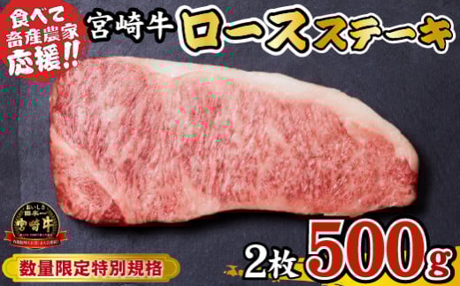 【内閣総理大臣賞 4大会連続受賞】宮崎牛 ロースステーキ 500g（牛肉 黒毛和牛 畜産農家応援 ロース ステーキ 赤身 数量限定）