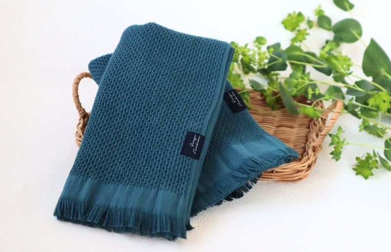 【速乾・軽量】牛乳パックからできたフェイスタオル2枚（マリンブルー） G1924