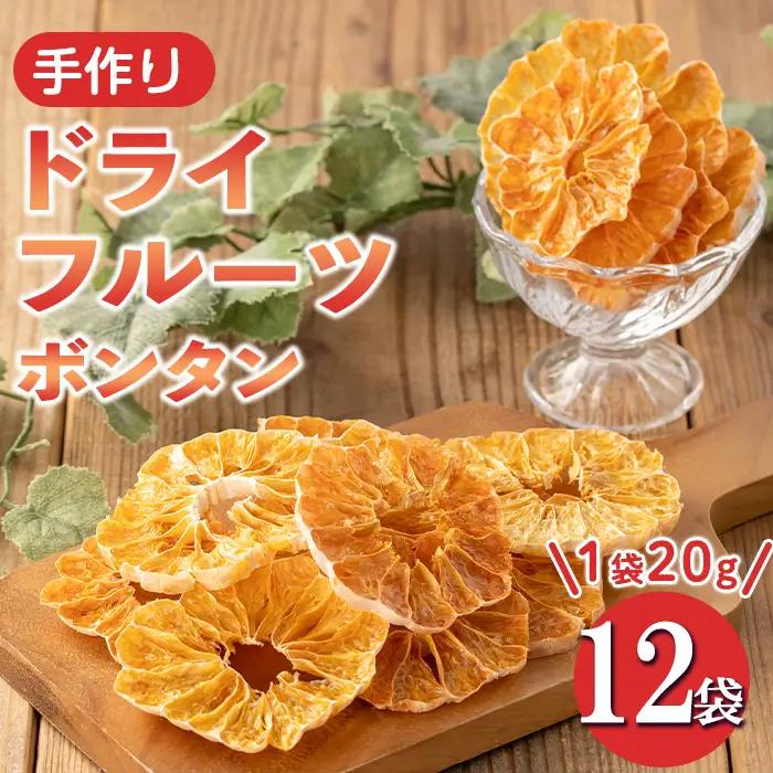 isa570 《数量限定》ドライフルーツボンタン「そのまんまドライしました。」(計12袋・各20g) ドライフルーツ ボンタン 砂糖不使用 小分け 手づくり ギフト 加工食品 果物 フルーツ ハンドメイド ギフト【薩摩美食倶楽部】