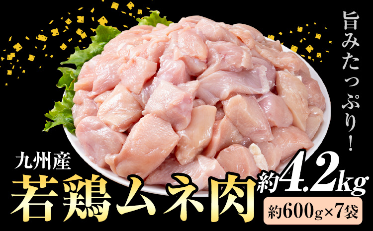 九州産 若鶏ムネ肉 (約600g×7袋) 合計約4.2kg《90日以内に出荷予定(土日祝除く)》